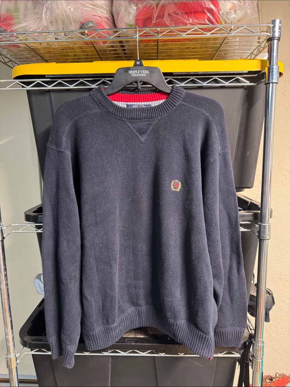 Tommy Hilfiger Navy Crewneck Sweater with Subtle Crest
